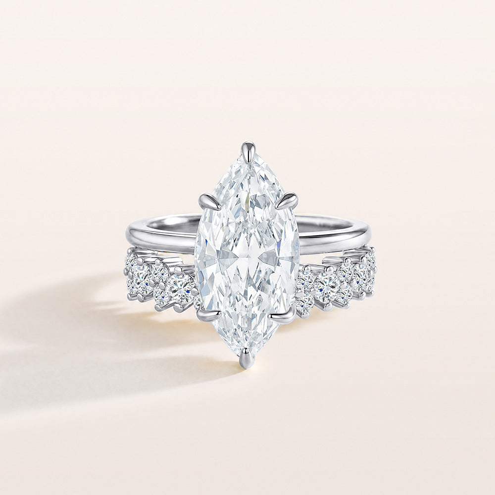 Marquise Solitaire Bridal Ring Set – detail view 3