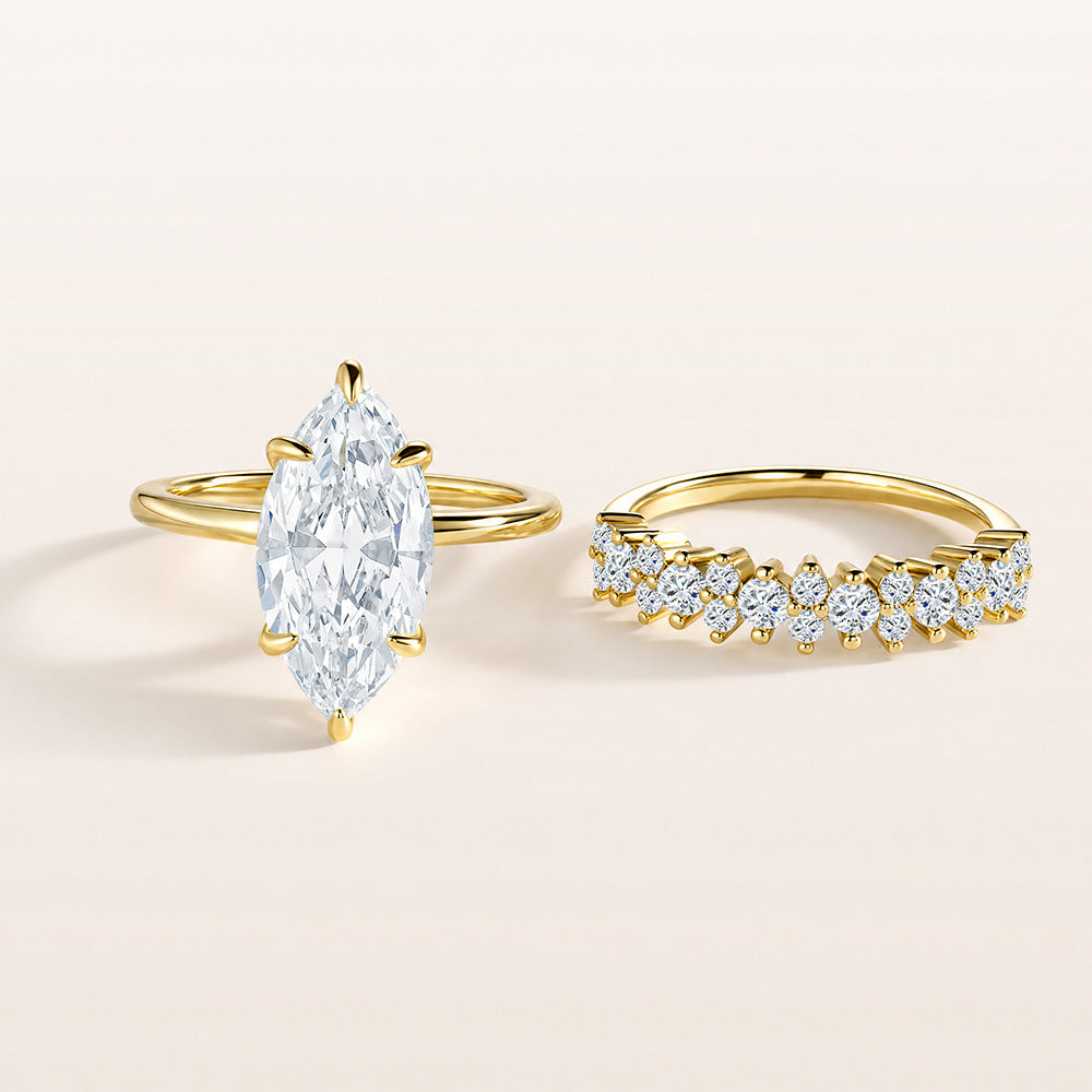 Marquise Solitaire Bridal Ring Set – image 4