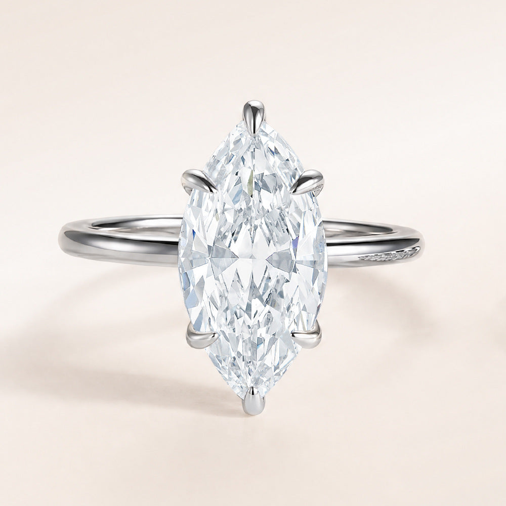 Marquise Solitaire Bridal Ring Set – image 8