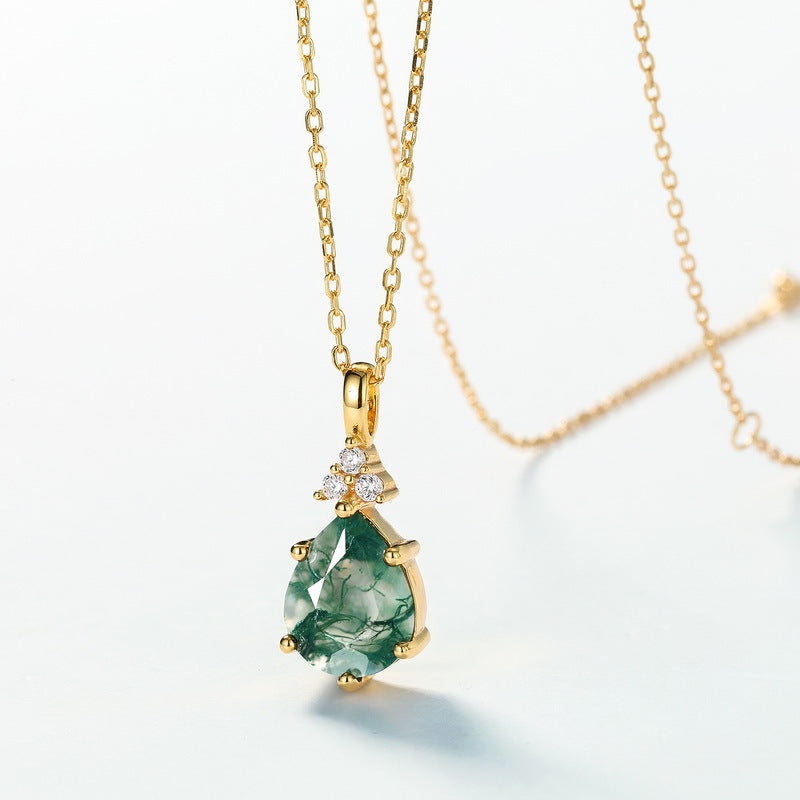 Natural Green Agate Pendant Necklace