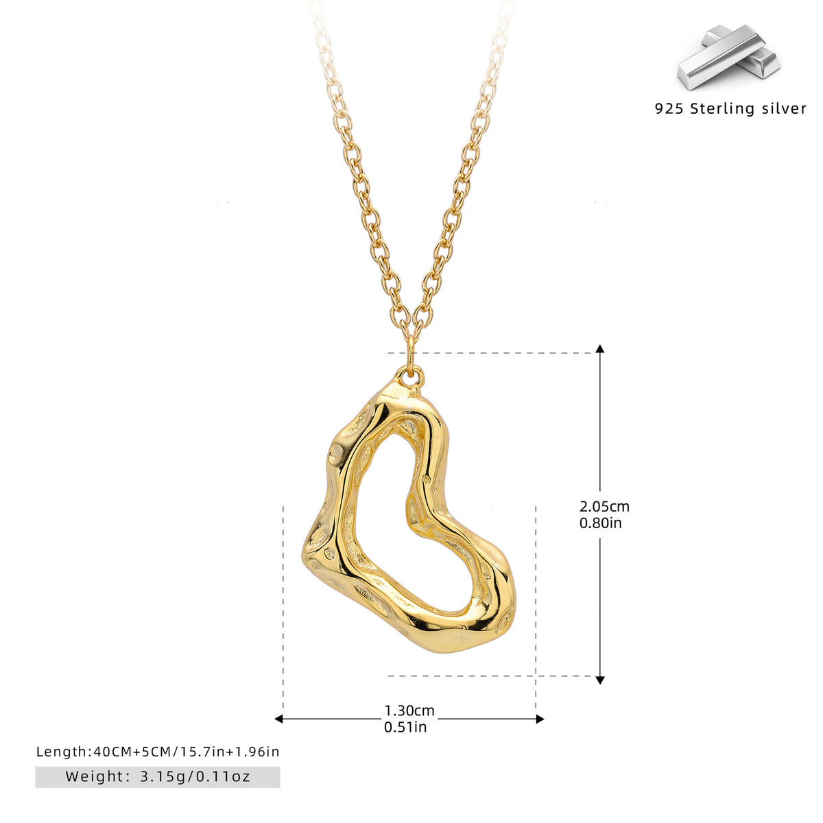 Irregular Wrinkled Heart Necklace – image 7