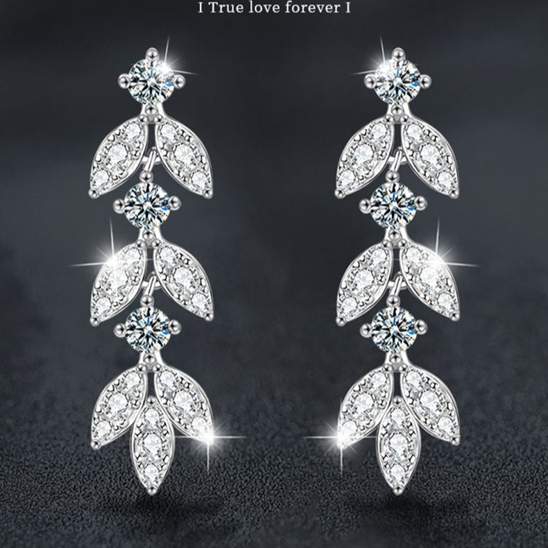 Leaf Drop Earrings with Moissanite Tassels – wholesale moissanite jewelry