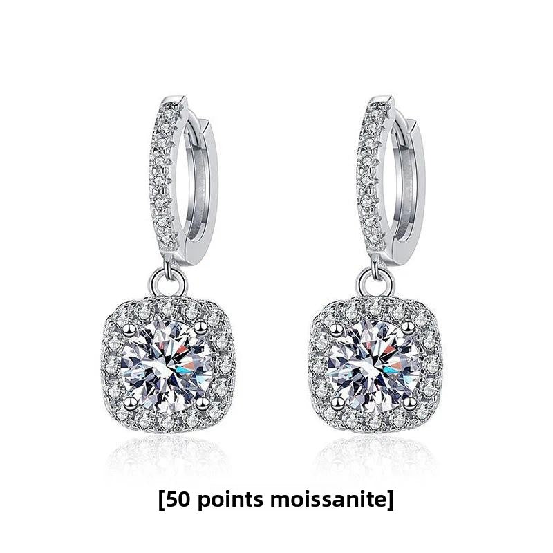 Long Square Moissanite Earrings