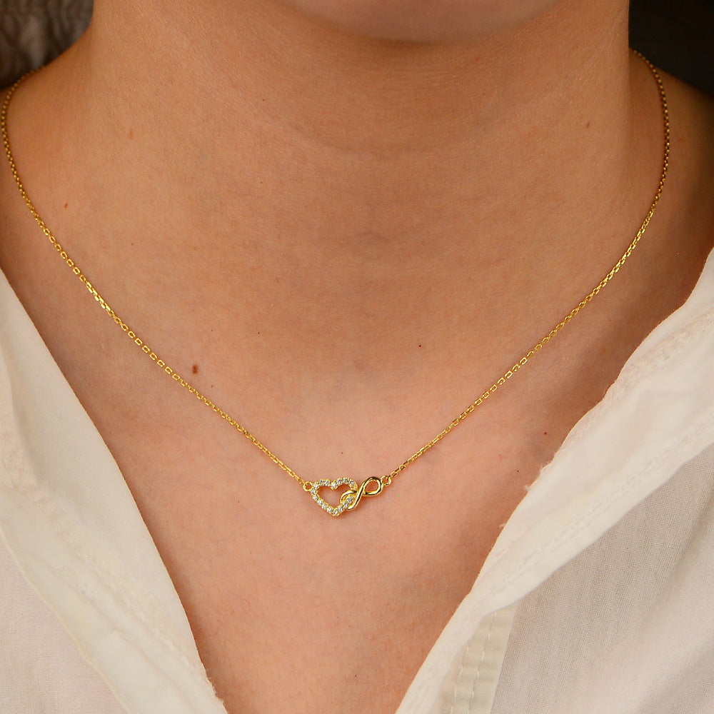 Lucky 8-Word Unlimited Heart-Shaped Zircon Necklace – wholesale silver necklaces