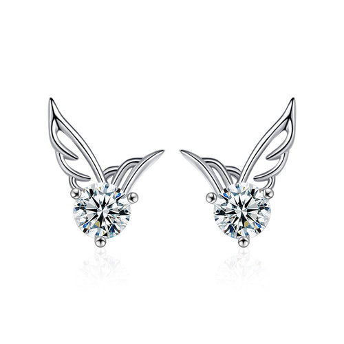 Moissanite Angel Wing Earrings