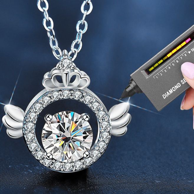 Moissanite Winged Crown Halo Necklace – image 5