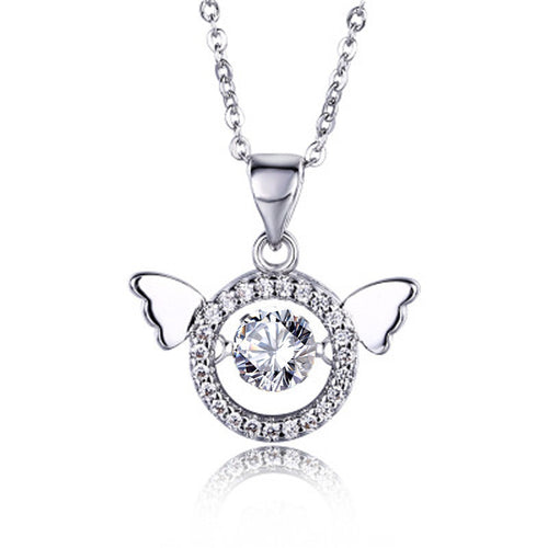 Moissanite Winged Halo Pendant Necklace