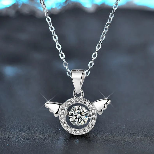 Moissanite Winged Halo Pendant Necklace – wholesale moissanite jewelry