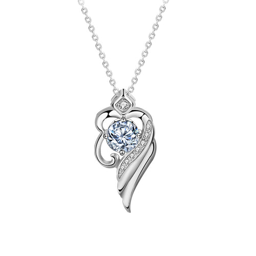 Moissanite Angel Wing Pendant Necklace