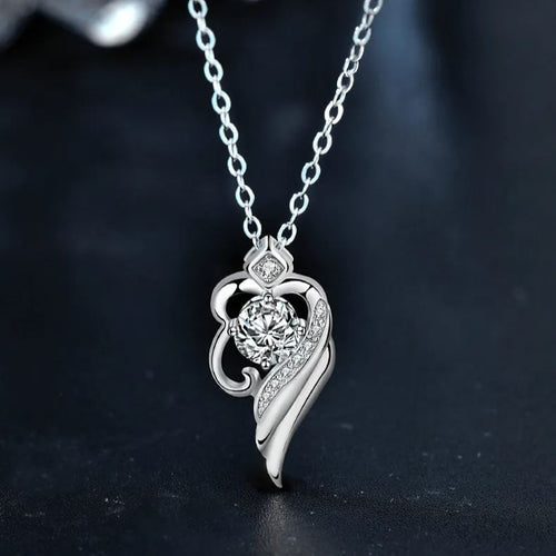 Moissanite Angel Wing Pendant Necklace – wholesale moissanite jewelry