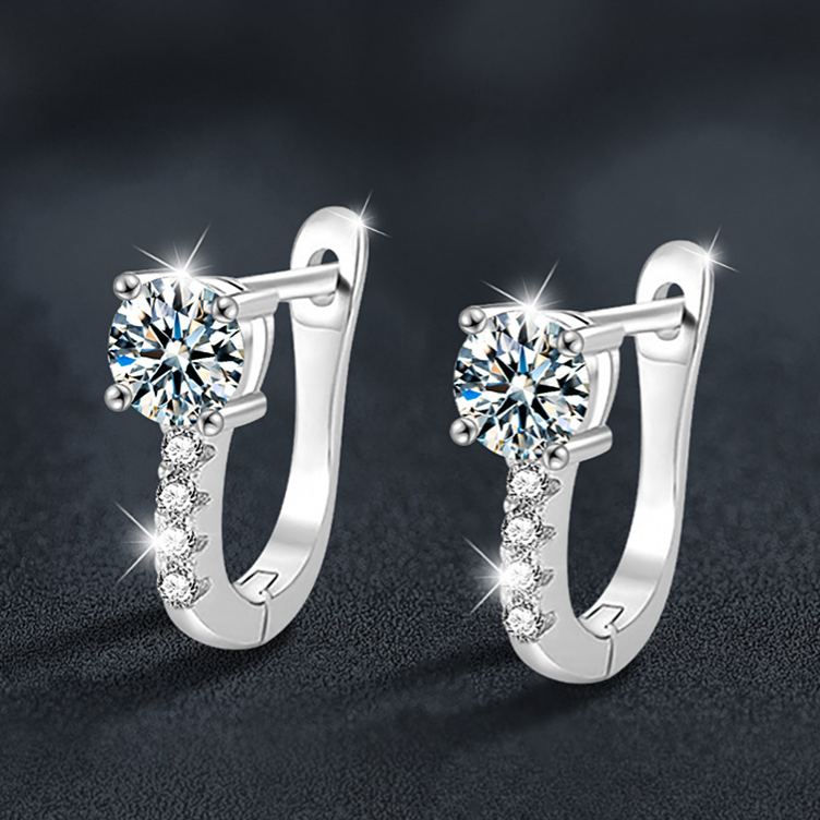 Classic U-Shaped Moissanite Earrings – wholesale moissanite jewelry