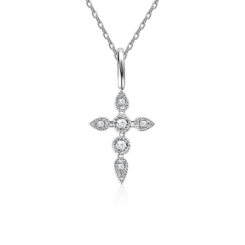 Twin-Stone Moissanite Cross Necklace