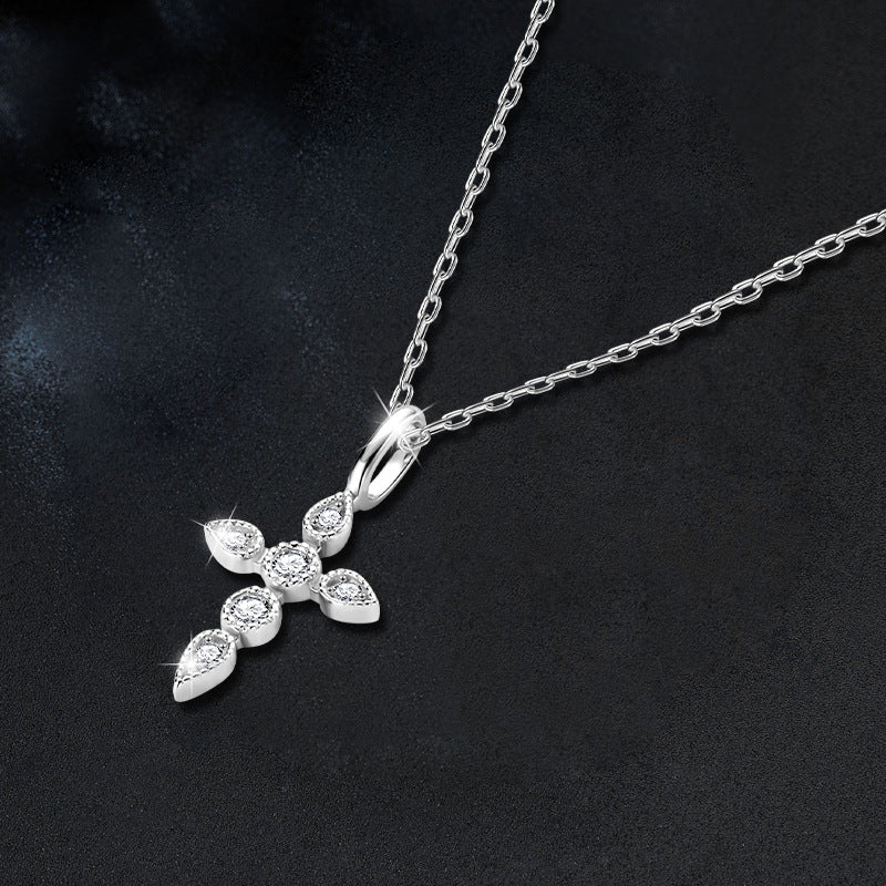Twin-Stone Moissanite Cross Necklace – image 4