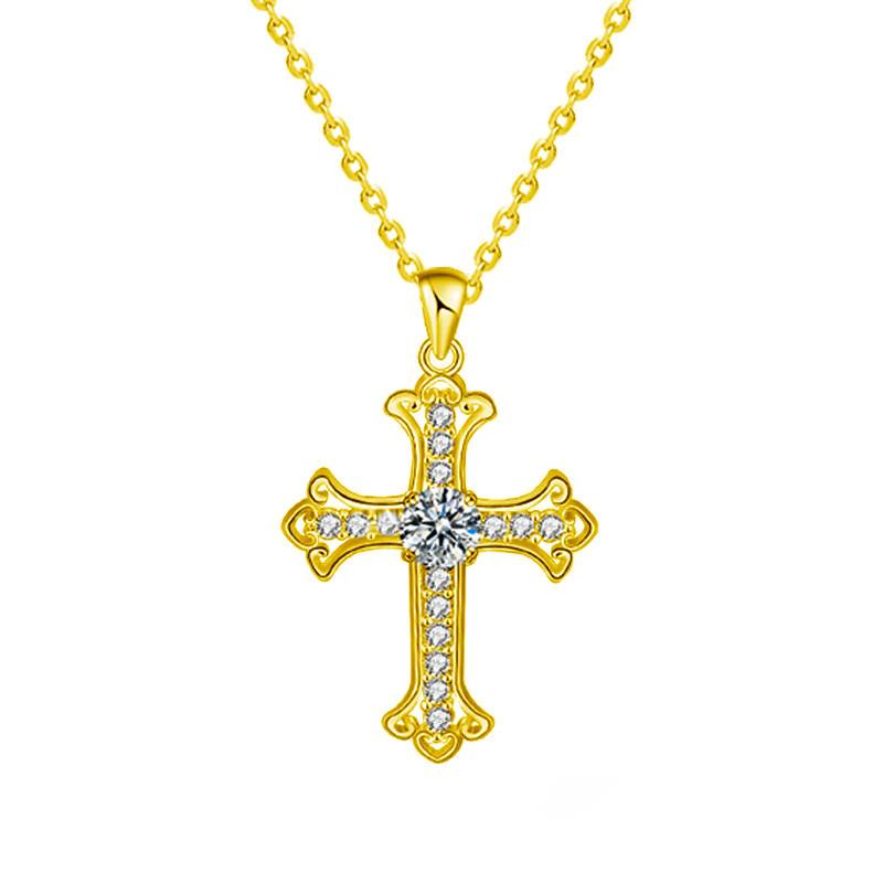 Large Moissanite Cross Pendant Necklace – image 7