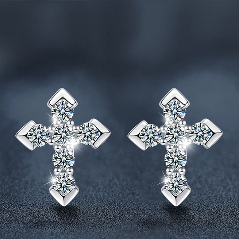 Moissanite Cross Stud Earrings – wholesale moissanite jewelry