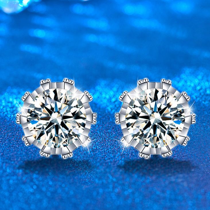 Moissanite Crown Stud Earrings – wholesale moissanite jewelry