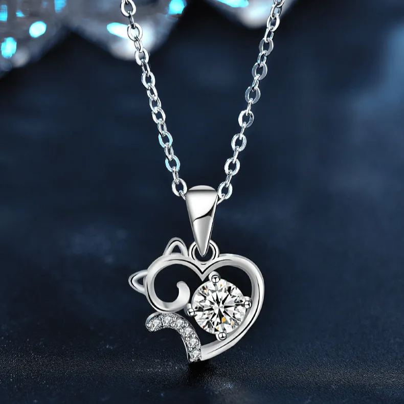 Moissanite Cute Cat Necklace – wholesale moissanite jewelry