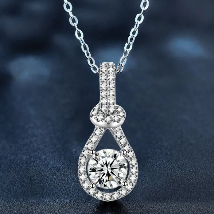 Pavé Teardrop Knot Moissanite Necklace – wholesale moissanite jewelry