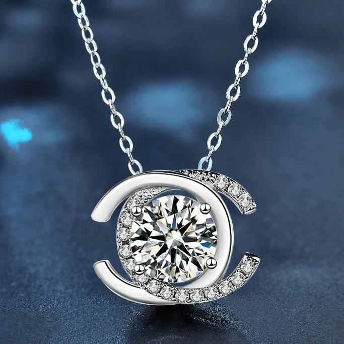Moissanite Double C Pendant Necklace – wholesale moissanite jewelry