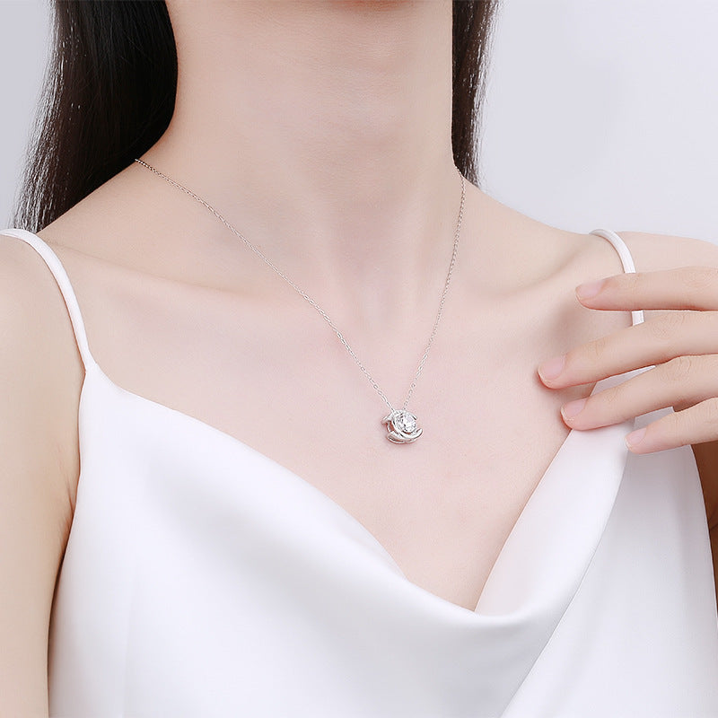 Moissanite Double C Pendant Necklace – detail view 3
