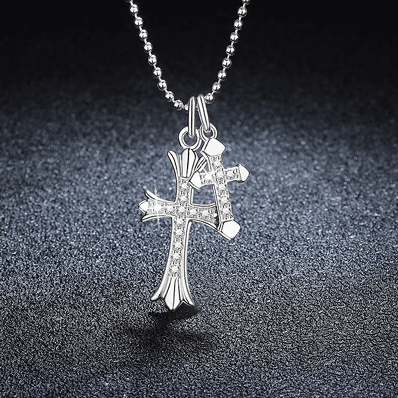 Moissanite Double Cross Necklace – wholesale moissanite jewelry