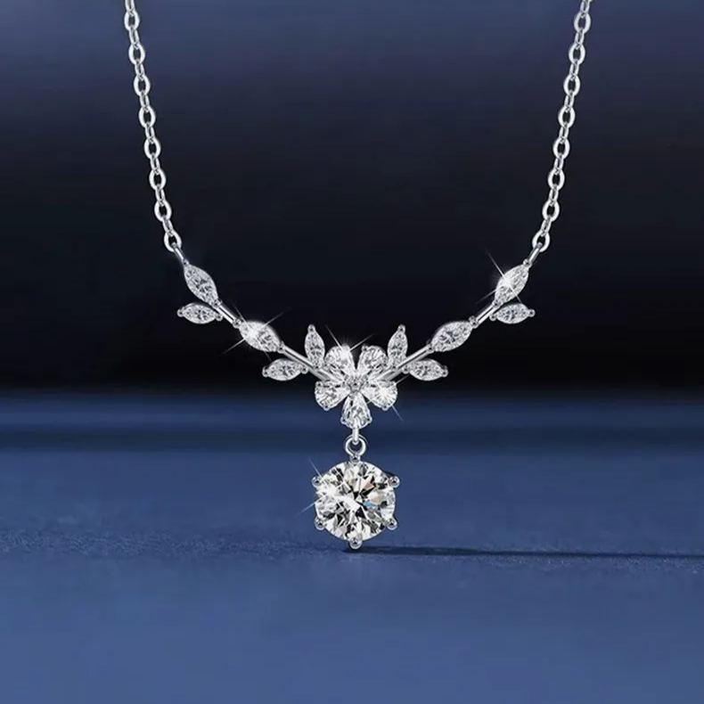 Moissanite Flower Wheat Necklace – wholesale moissanite jewelry