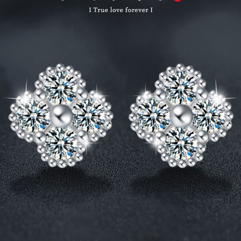 Moissanite Clover Stud Earrings YCE034 – wholesale moissanite jewelry