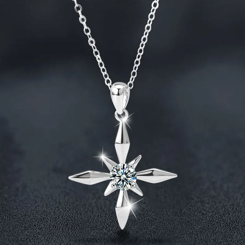 Moissanite Four-Pointed Star Necklace – wholesale moissanite jewelry