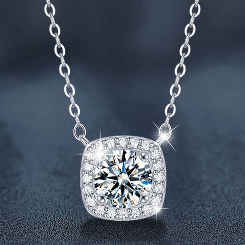 Moissanite Four-Prong Pendant Necklace – wholesale moissanite jewelry