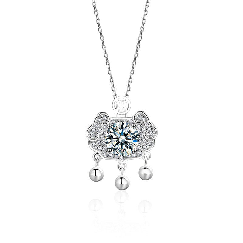 Moissanite Good Fortune Safety Lock Necklace