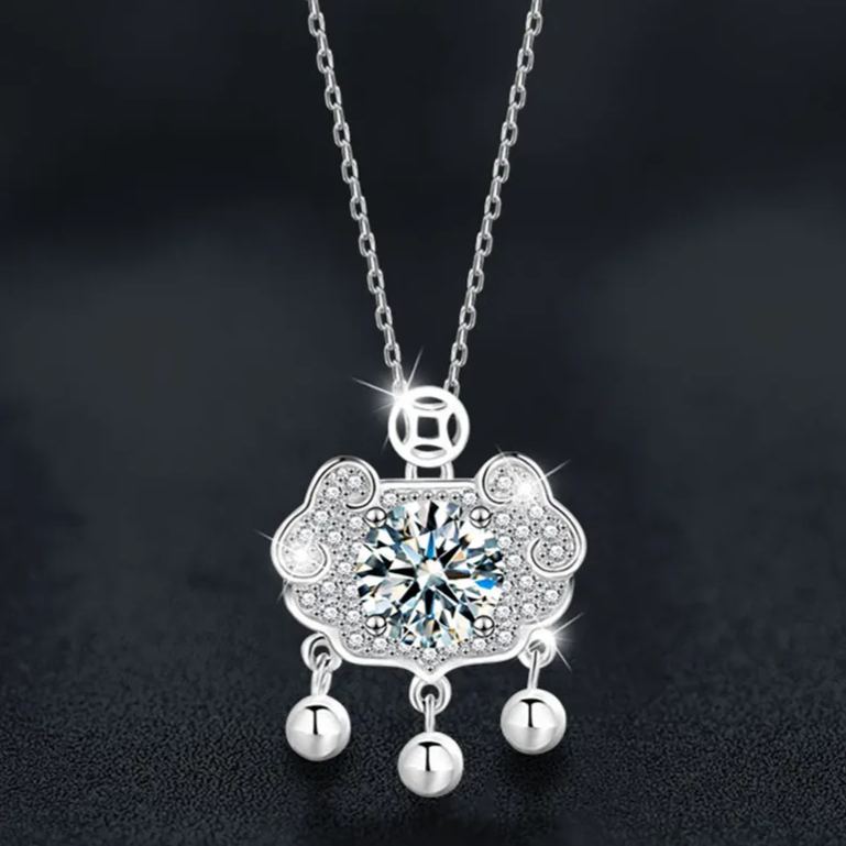 Moissanite Good Fortune Safety Lock Necklace – wholesale moissanite jewelry