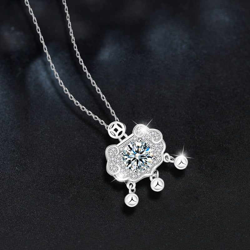 Moissanite Good Fortune Safety Lock Necklace – image 4