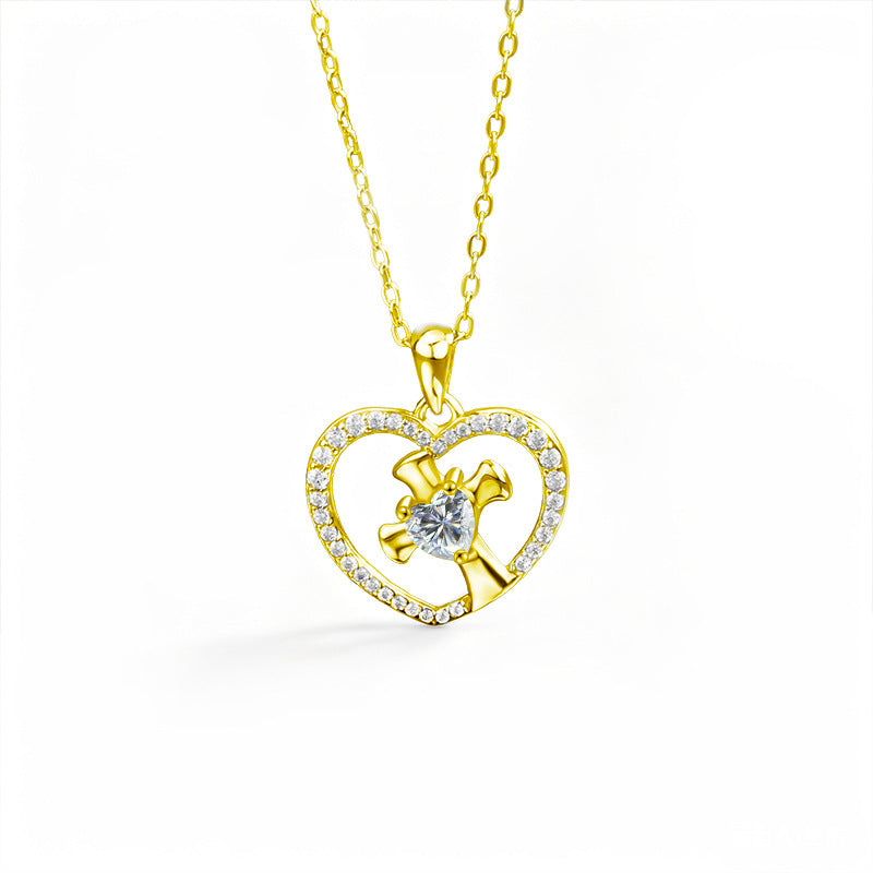 Moissanite Heart Cross Necklace – image 6