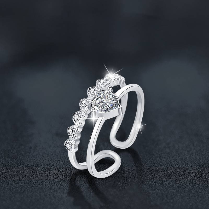 Heart Double-Layer Moissanite Ring – wholesale moissanite rings