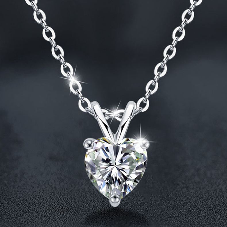 6.5mm Moissanite Heart Pendant Necklace – wholesale moissanite jewelry