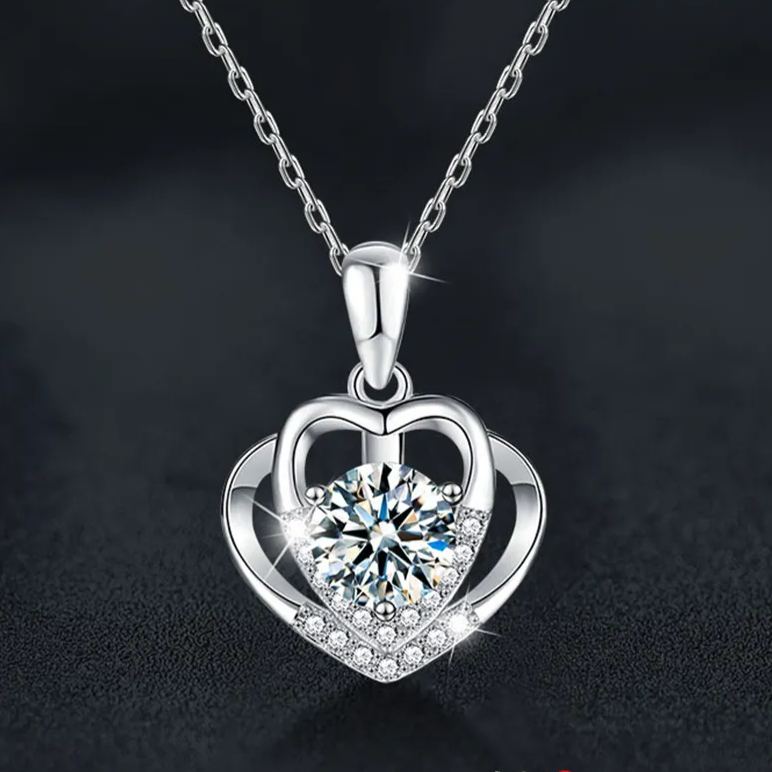 Moissanite Heart-to-Heart Necklace – wholesale moissanite jewelry