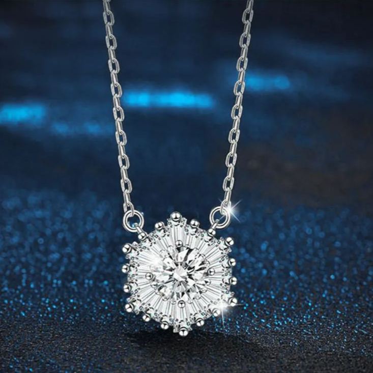 Moissanite Ice Flower Pendant Necklace – wholesale moissanite jewelry