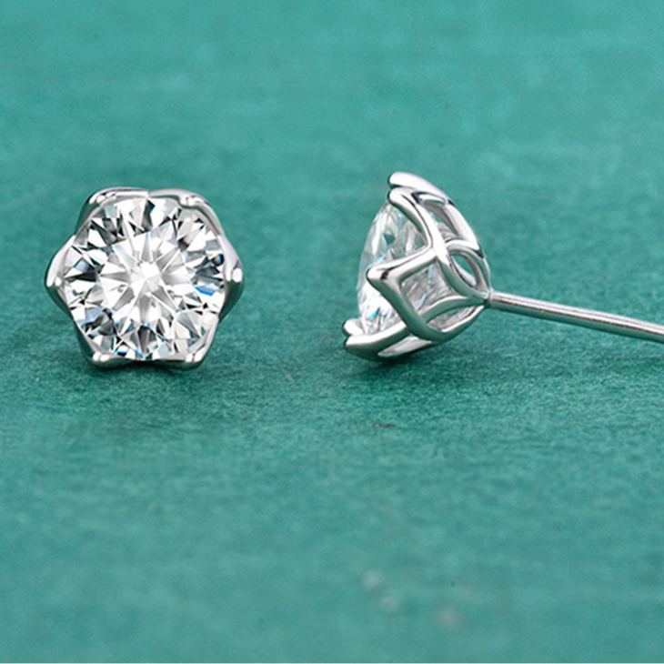 Lace Six-Prong Moissanite Stud Earrings – wholesale moissanite jewelry