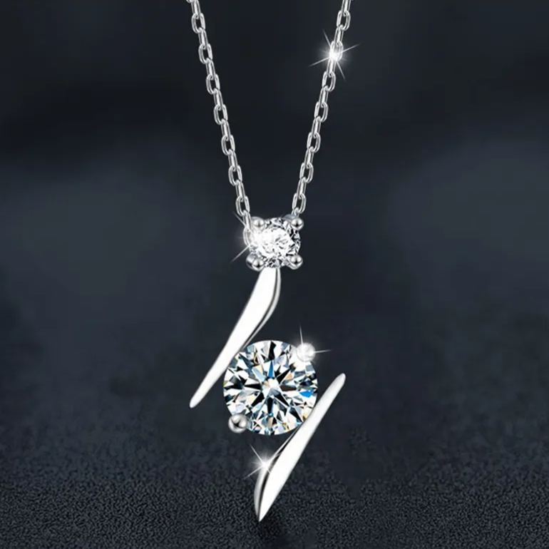 Moissanite Lightning Bolt Necklace – image 5