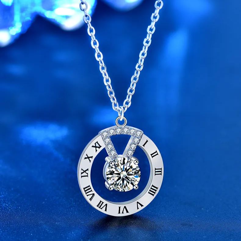 Moissanite Roman Numeral Disc Necklace – moissanite wholesale