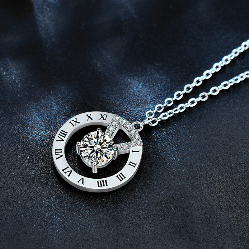 Moissanite Roman Numeral Disc Necklace – image 4