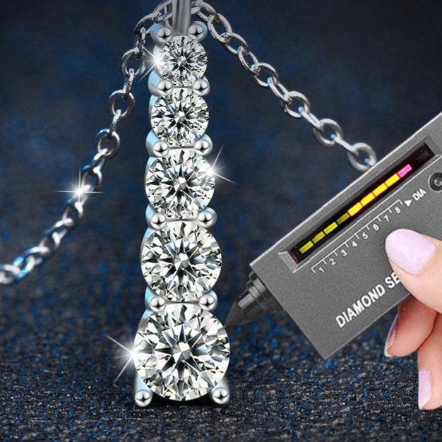 5-Stone Graduated Moissanite Necklace – image 5
