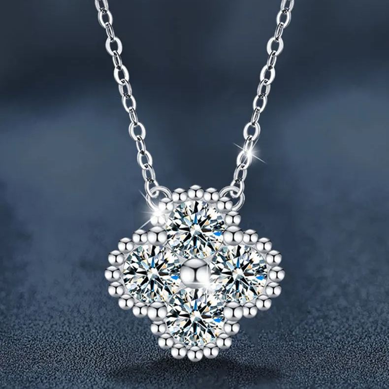 Four-Stone Moissanite Clover Necklace – wholesale moissanite jewelry