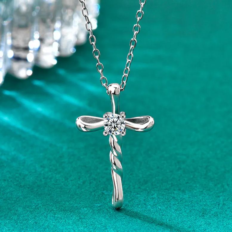 Petite Moissanite Cross Necklace – wholesale moissanite jewelry