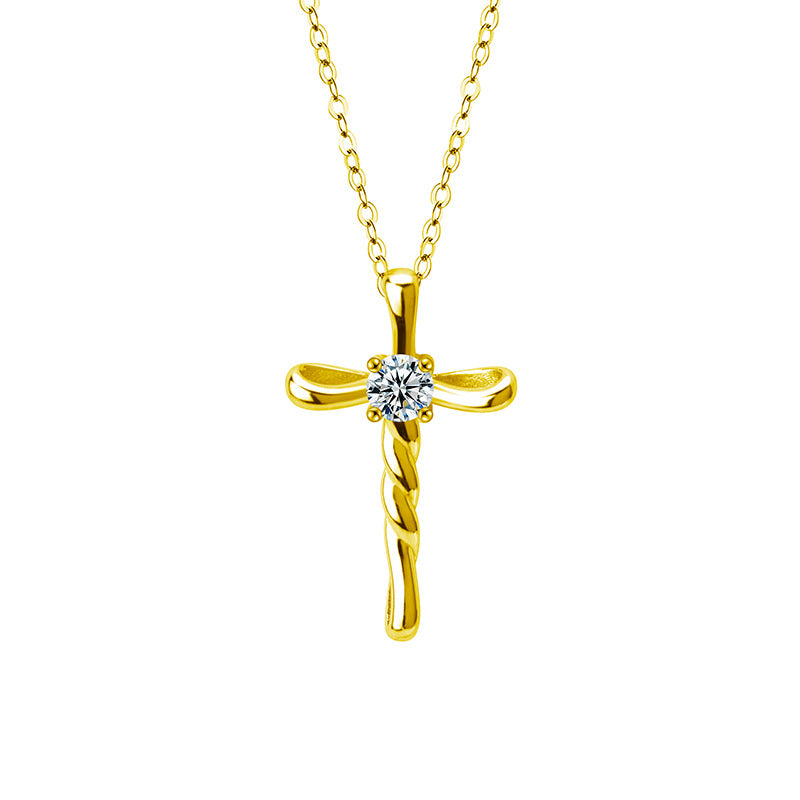 Petite Moissanite Cross Necklace – image 6