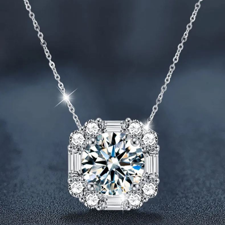Moissanite Sugar Cube Pendant Necklace – wholesale moissanite jewelry