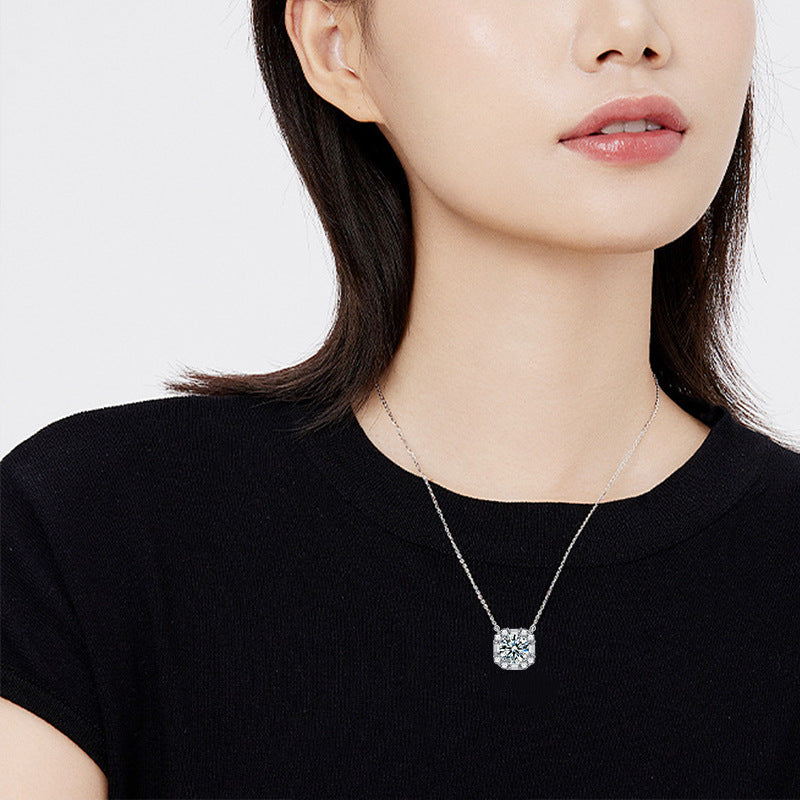 Moissanite Sugar Cube Pendant Necklace – detail view 3