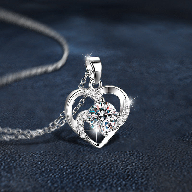 Moissanite Heart of Eternity Necklace – detail view 3
