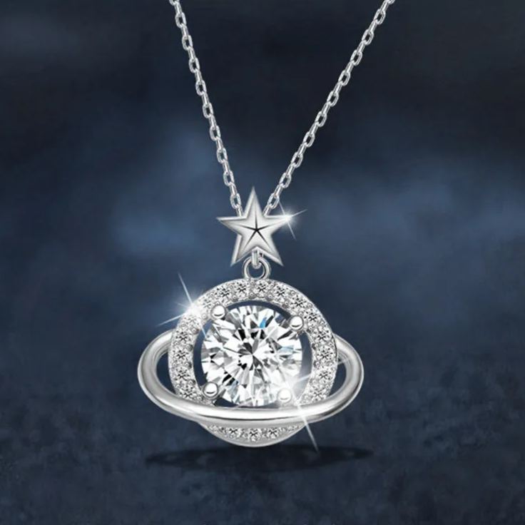 Moissanite Planet Pendant Necklace – moissanite wholesale