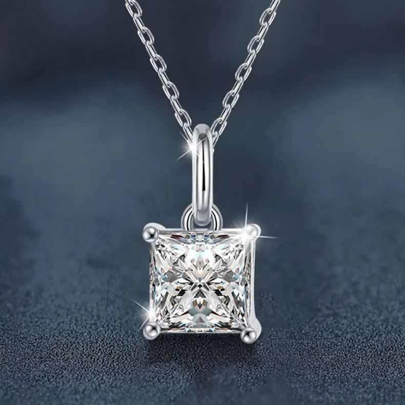Princess-Cut Moissanite Pendant – wholesale moissanite jewelry